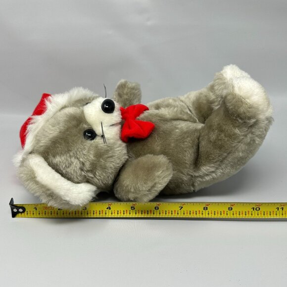 Prestige Toy Christmas Mouse Plush Vintage 1985 11 Inch Santa Hat Red Bow - Picture 7 of 7